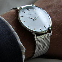 William Strouch Watch - CLASSIC SILVER + LEATHER STRAP