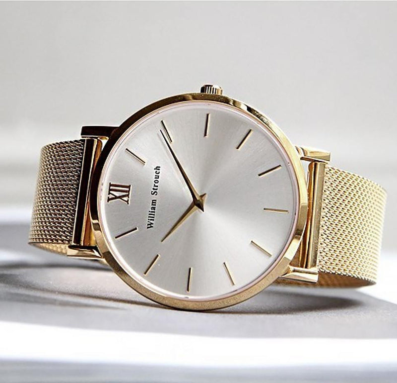 William Strouch Watch - GOLD AND SILVER STREAK + LEATHER STRAP