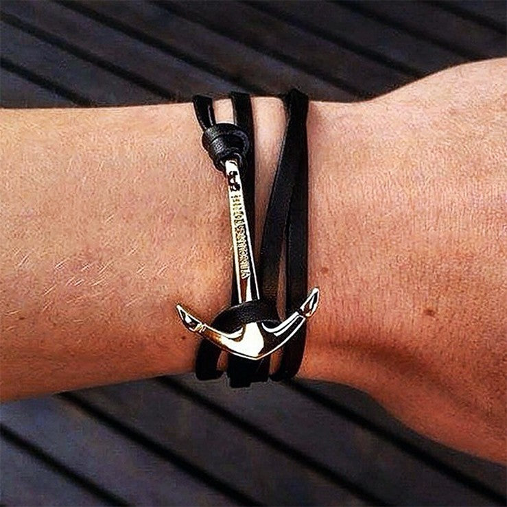 Bracelet - Anchor Bracelet Black + Silver