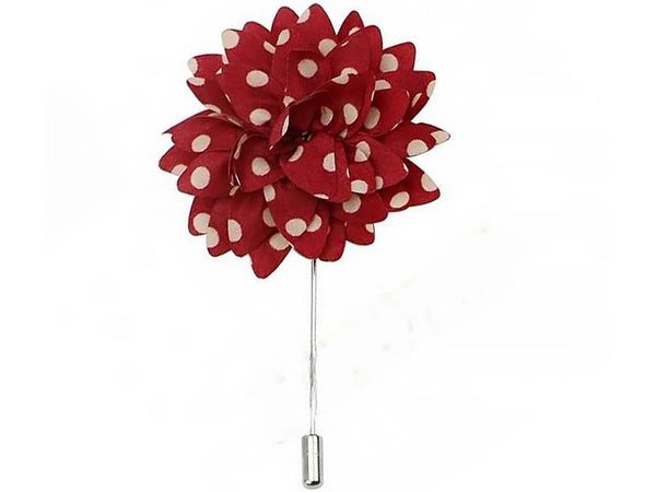 Lapel Pin - Lapel Flower Red Polka